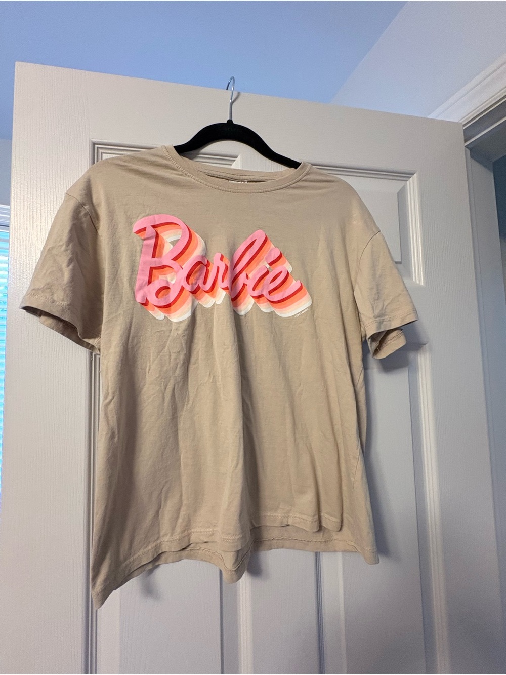 Barbie Beige Graphic Tee with Pink Logo